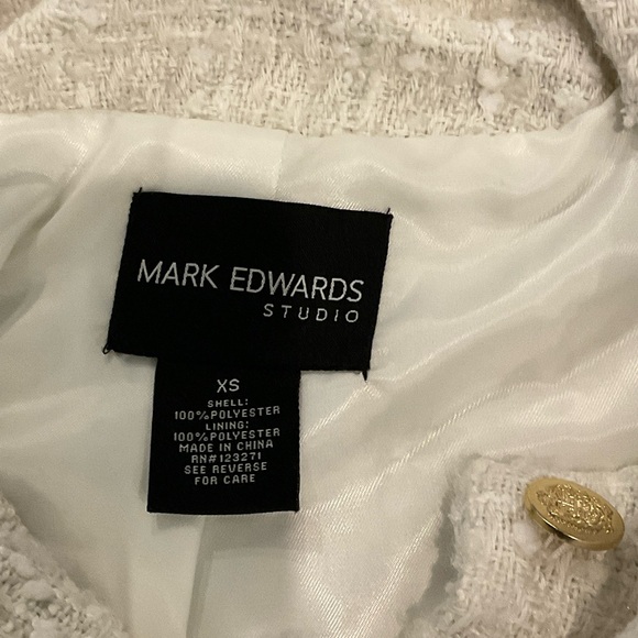 Mark Edwards Studio Tweed Jacket size xs Elegant Cream Blazer - Picture 3 of 7